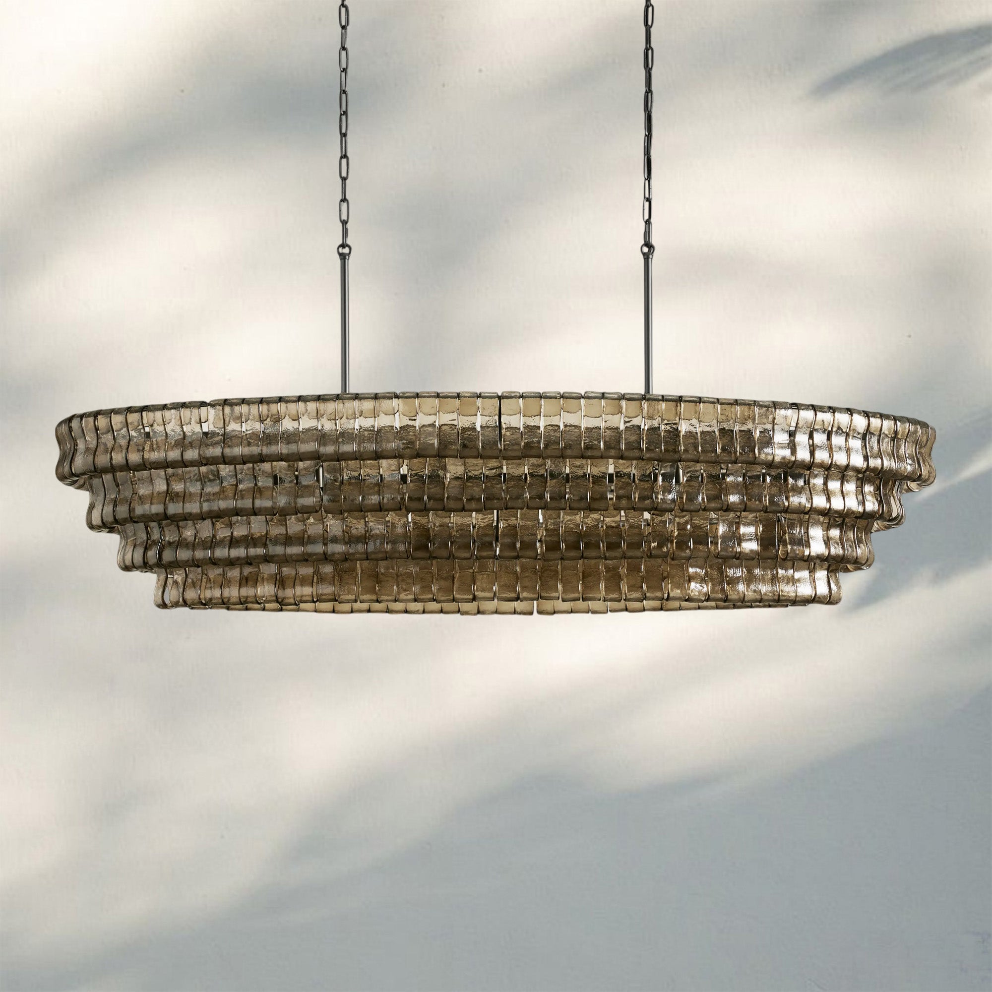 Ghiaccio Glass Oval Chandelier 54''65'' - GILDLAMPS