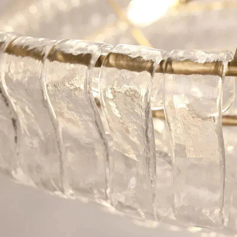 Ghiaccio Glass Oval Chandelier 54''65'' - GILDLAMPS