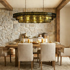 Ghiaccio Glass Oval Chandelier 54''65'' - GILDLAMPS