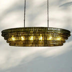 Ghiaccio Glass Oval Chandelier 54''65'' - GILDLAMPS
