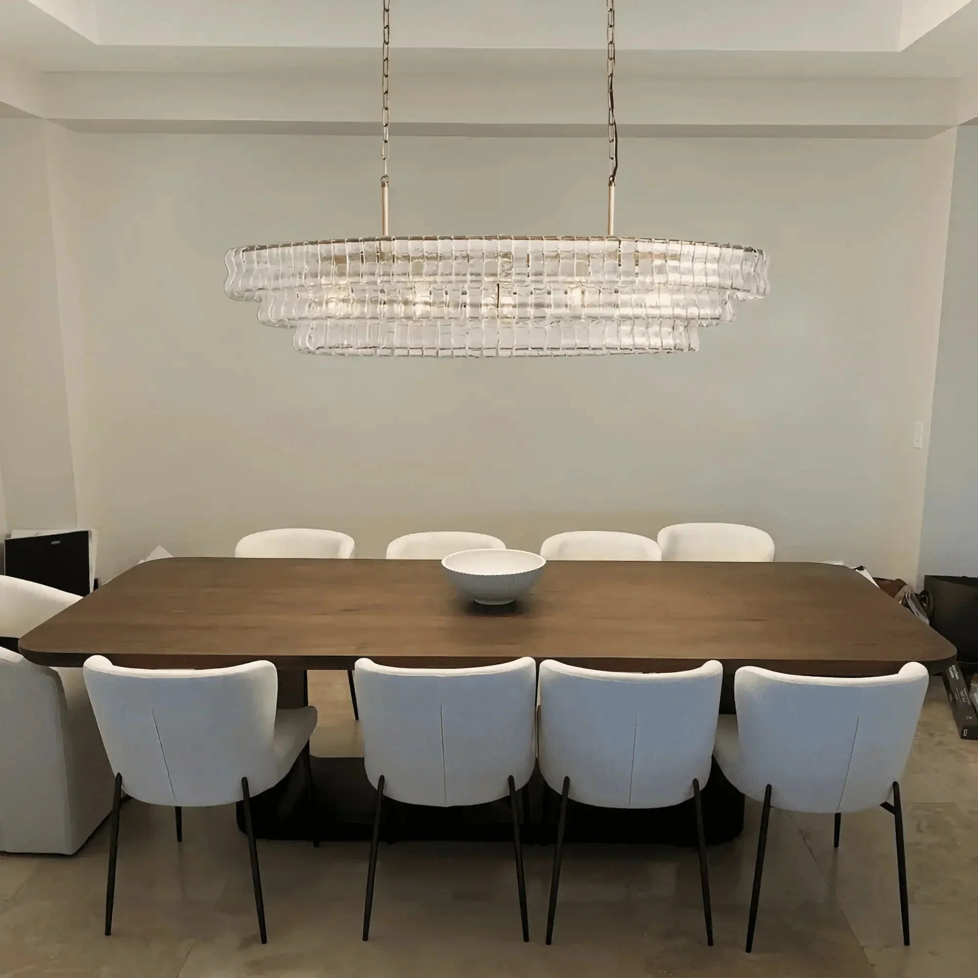 Ghiaccio Glass Oval Chandelier 54''65'' - GILDLAMPS