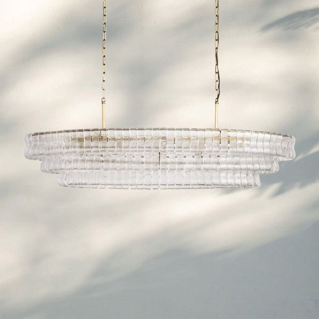 Ghiaccio Glass Oval Chandelier 54''65'' - GILDLAMPS