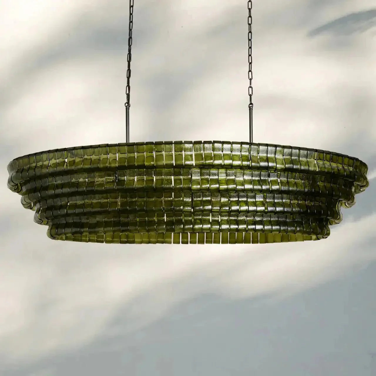 Ghiaccio Glass Oval Chandelier 54''65'' - GILDLAMPS