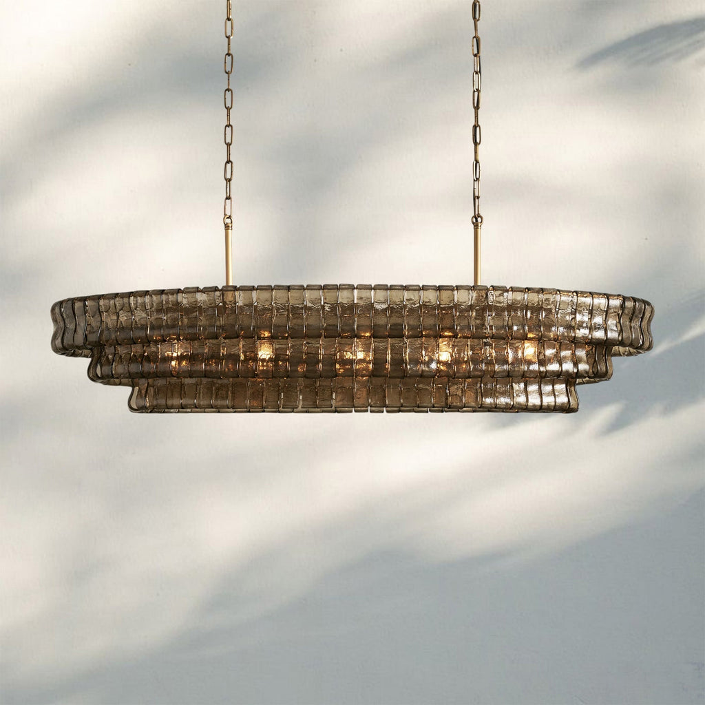 Ghiaccio Glass Oval Chandelier 54''65'' - GILDLAMPS