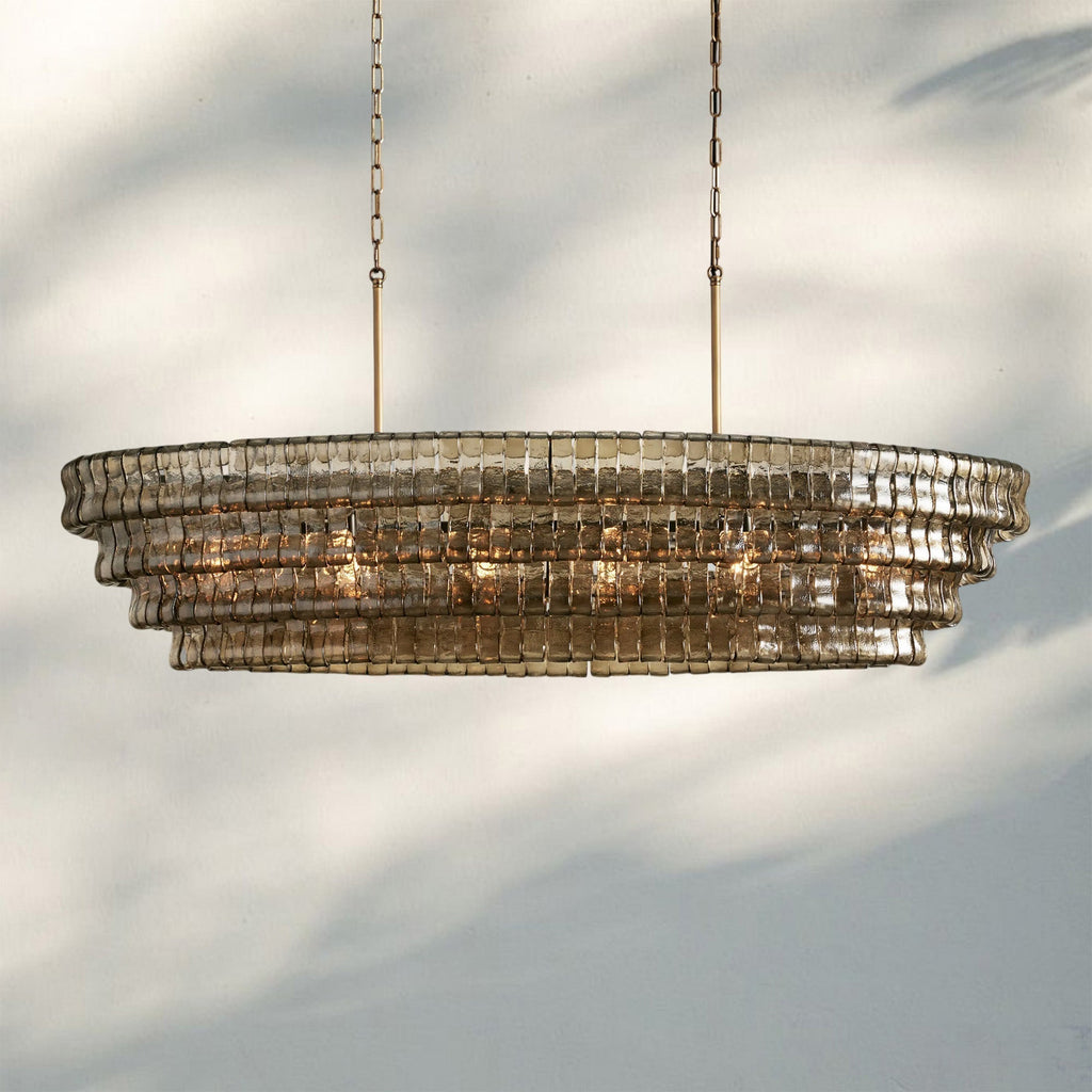 Ghiaccio Glass Oval Chandelier 54''65'' - GILDLAMPS