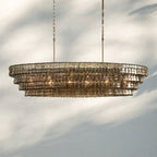 Ghiaccio Glass Oval Chandelier 54''65'' - GILDLAMPS
