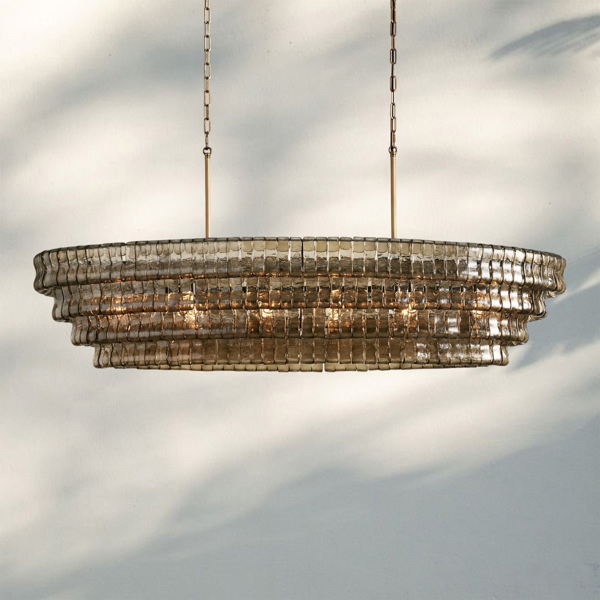 Ghiaccio Glass Oval Chandelier 54''65'' - GILDLAMPS