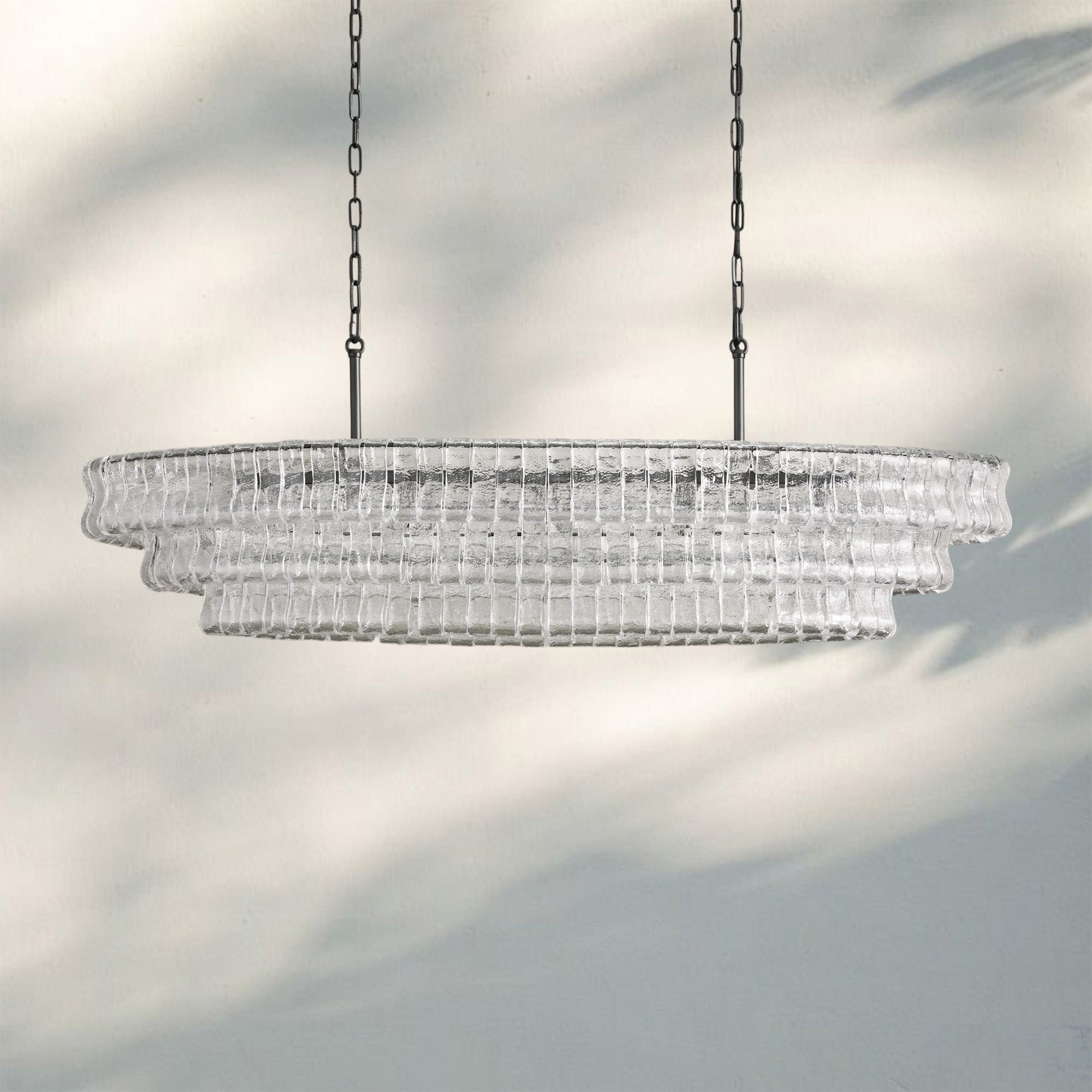 Ghiaccio Glass Oval Chandelier 54''65'' - GILDLAMPS