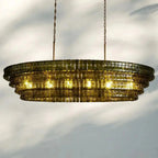 Ghiaccio Glass Oval Chandelier 54''65'' - GILDLAMPS