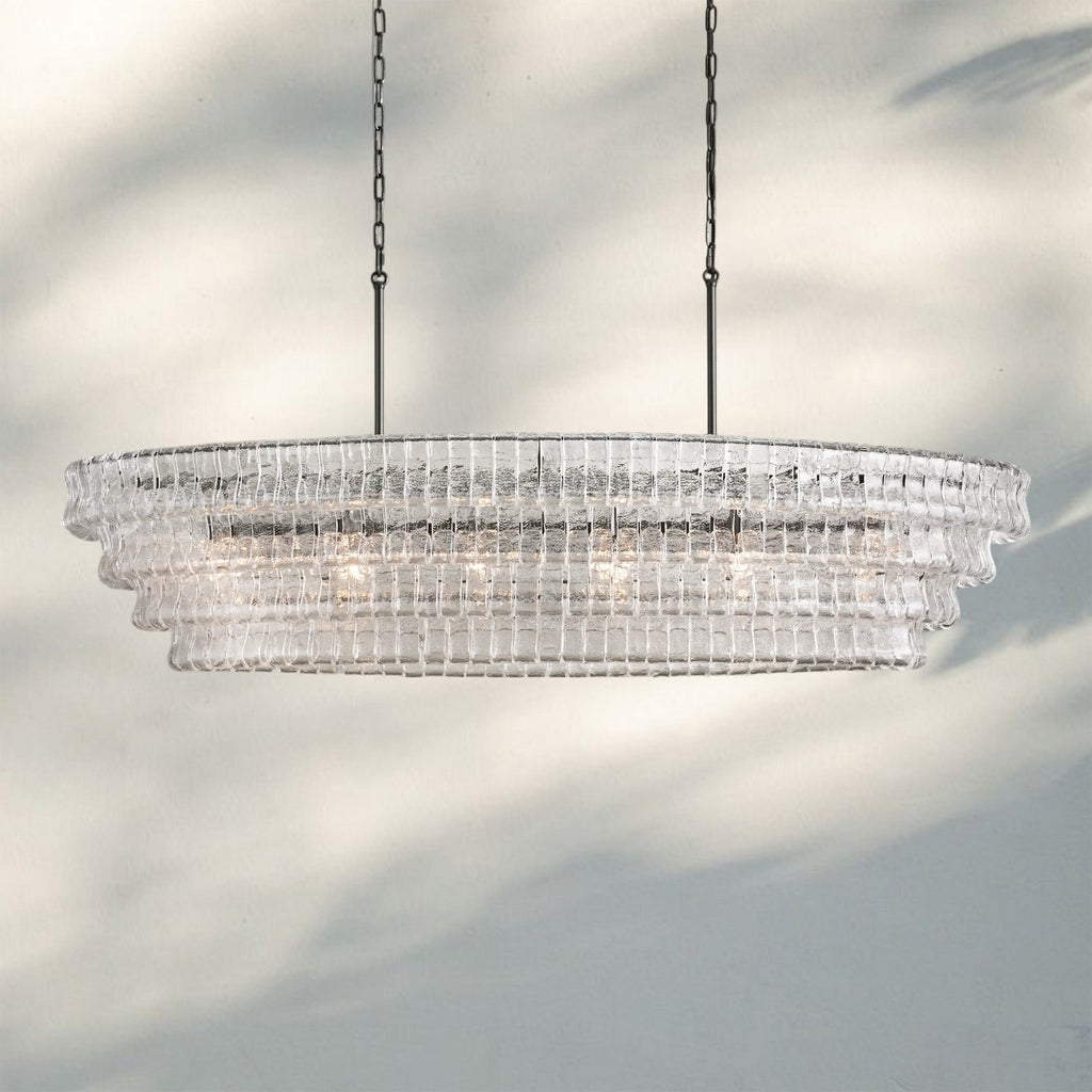 Ghiaccio Glass Oval Chandelier 54''65'' - GILDLAMPS