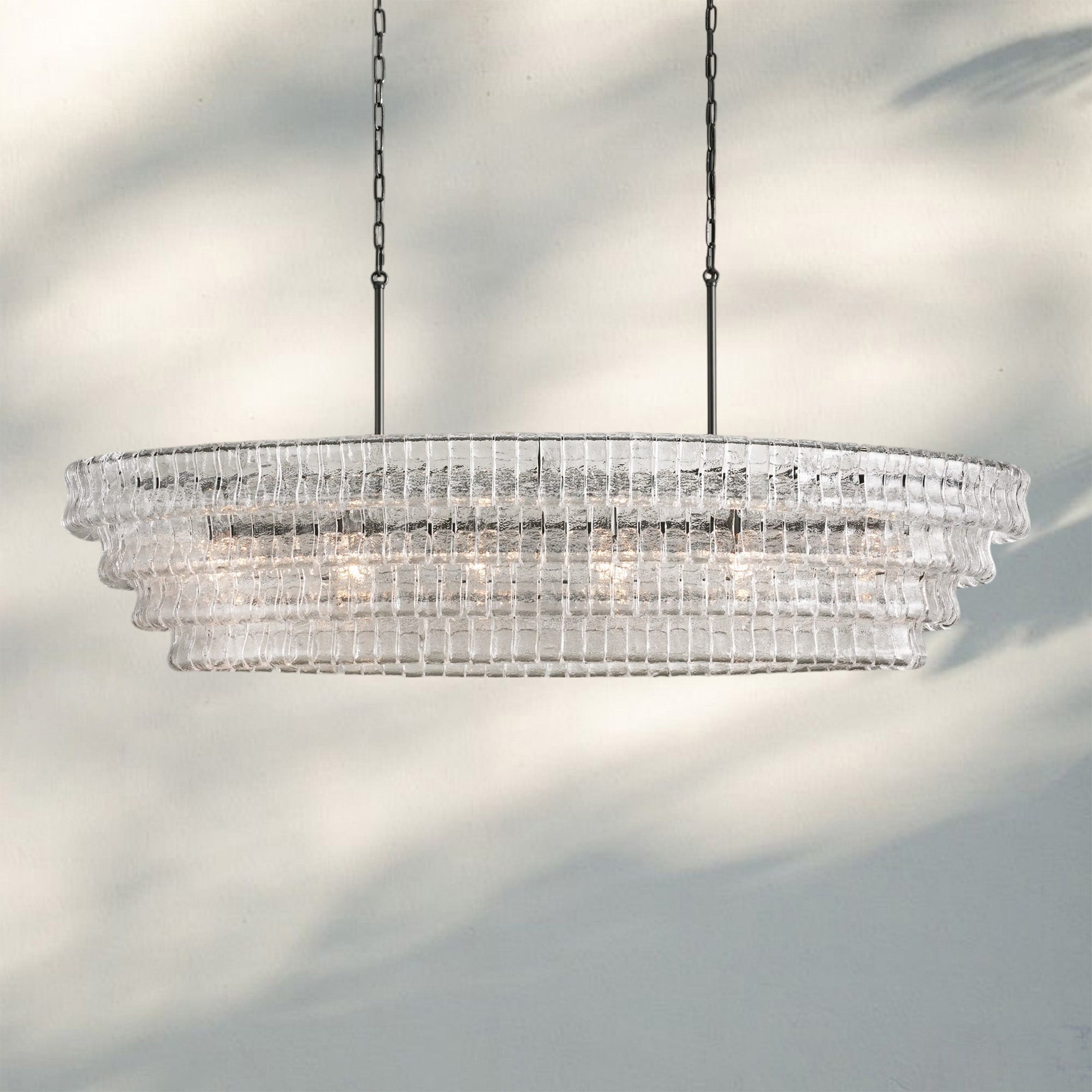 Ghiaccio Glass Oval Chandelier 54''65'' - GILDLAMPS