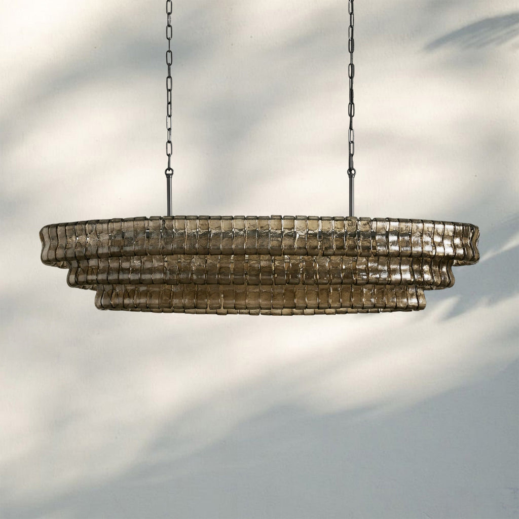 Ghiaccio Glass Oval Chandelier 54''65'' - GILDLAMPS