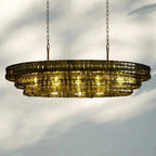 Ghiaccio Glass Oval Chandelier 54''65'' - GILDLAMPS
