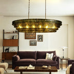 Ghiaccio Glass Oval Chandelier 54''65'' - GILDLAMPS