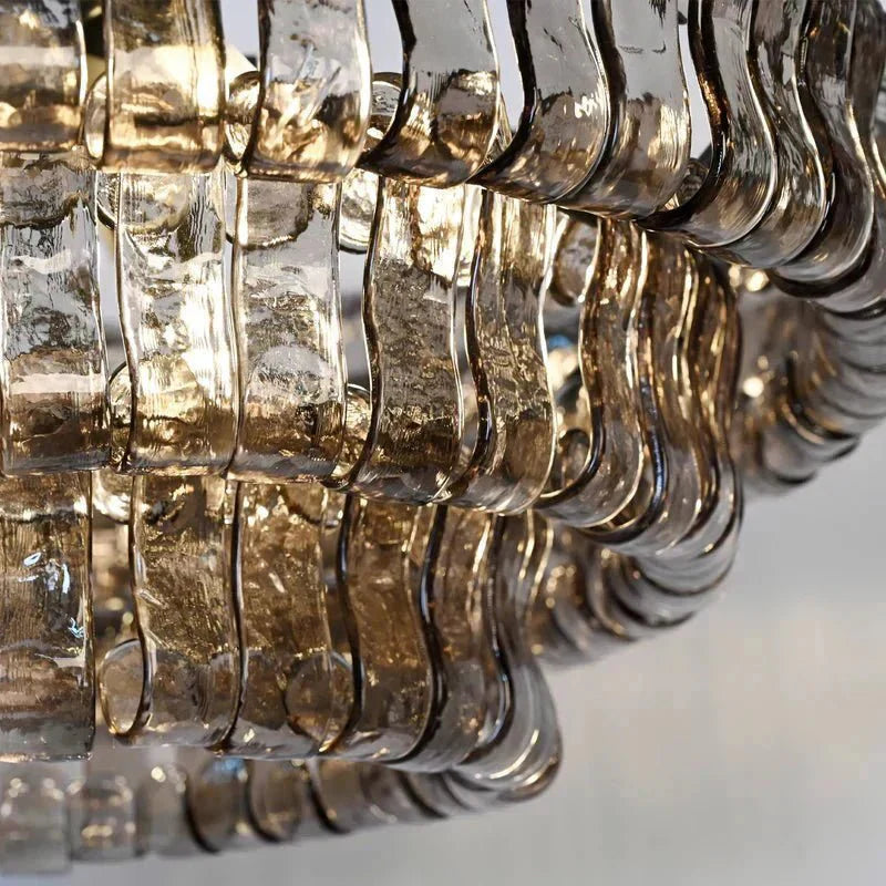 Ghiaccio Glass Oval Chandelier 54''65'' - GILDLAMPS