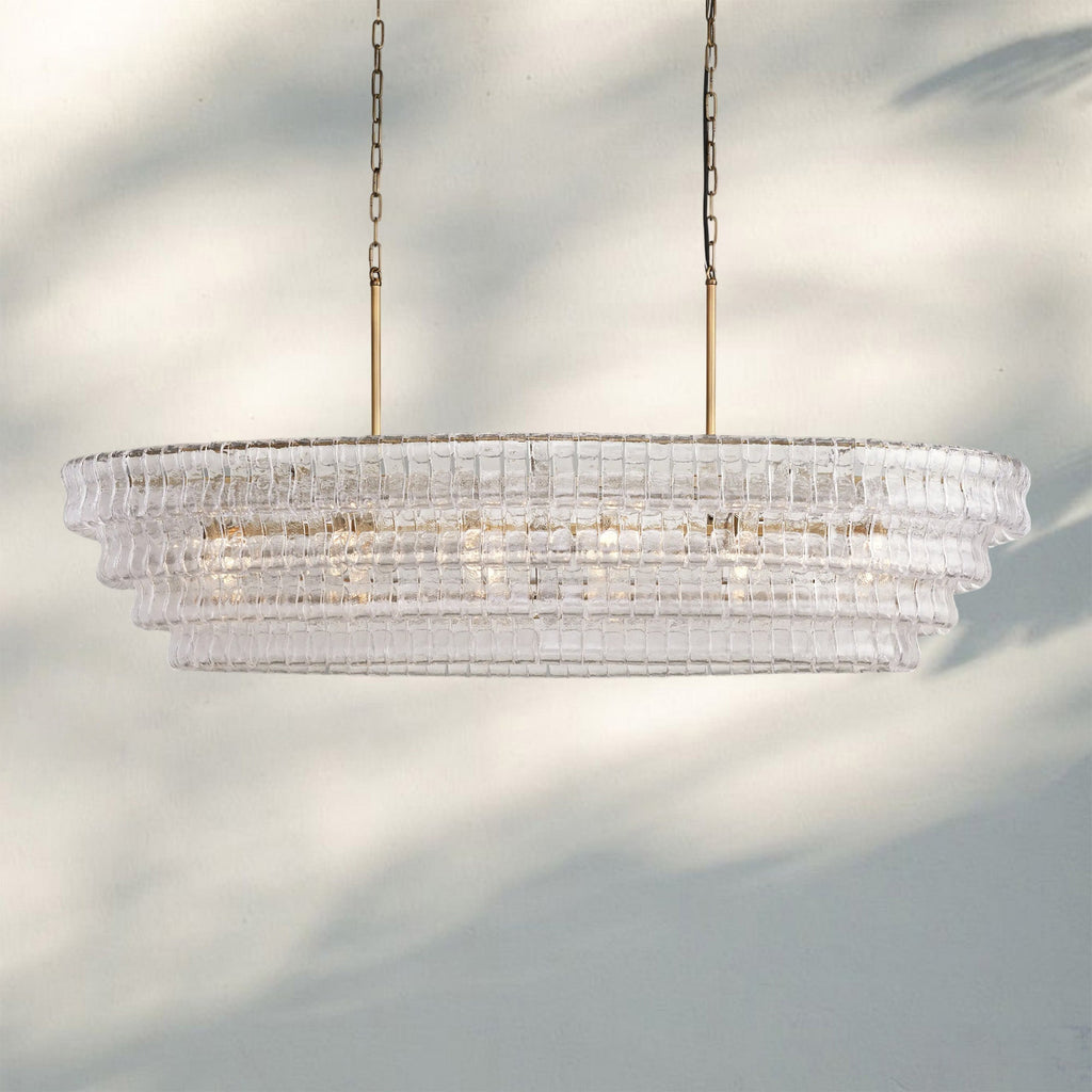 Ghiaccio Glass Oval Chandelier 54''65'' - GILDLAMPS