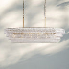 Ghiaccio Glass Oval Chandelier 54''65'' - GILDLAMPS