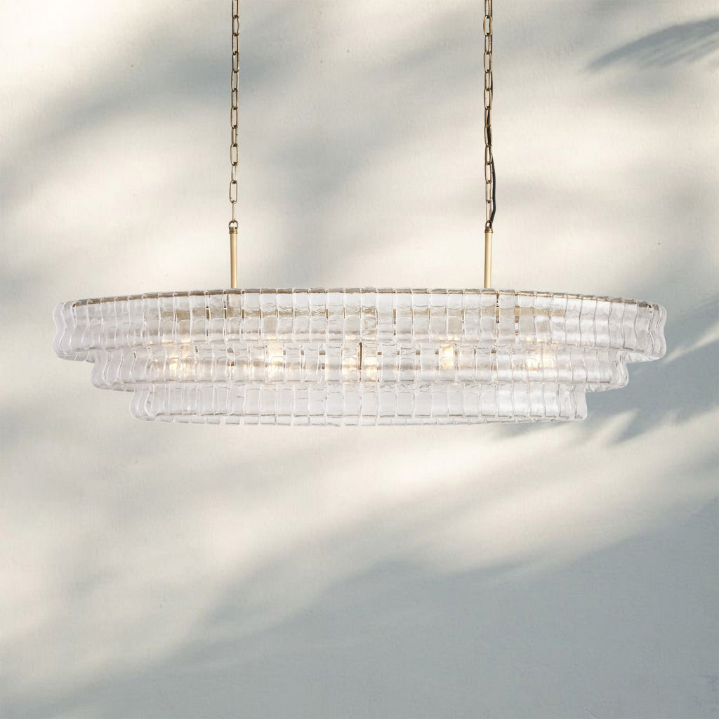 Ghiaccio Glass Oval Chandelier 54''65'' - GILDLAMPS