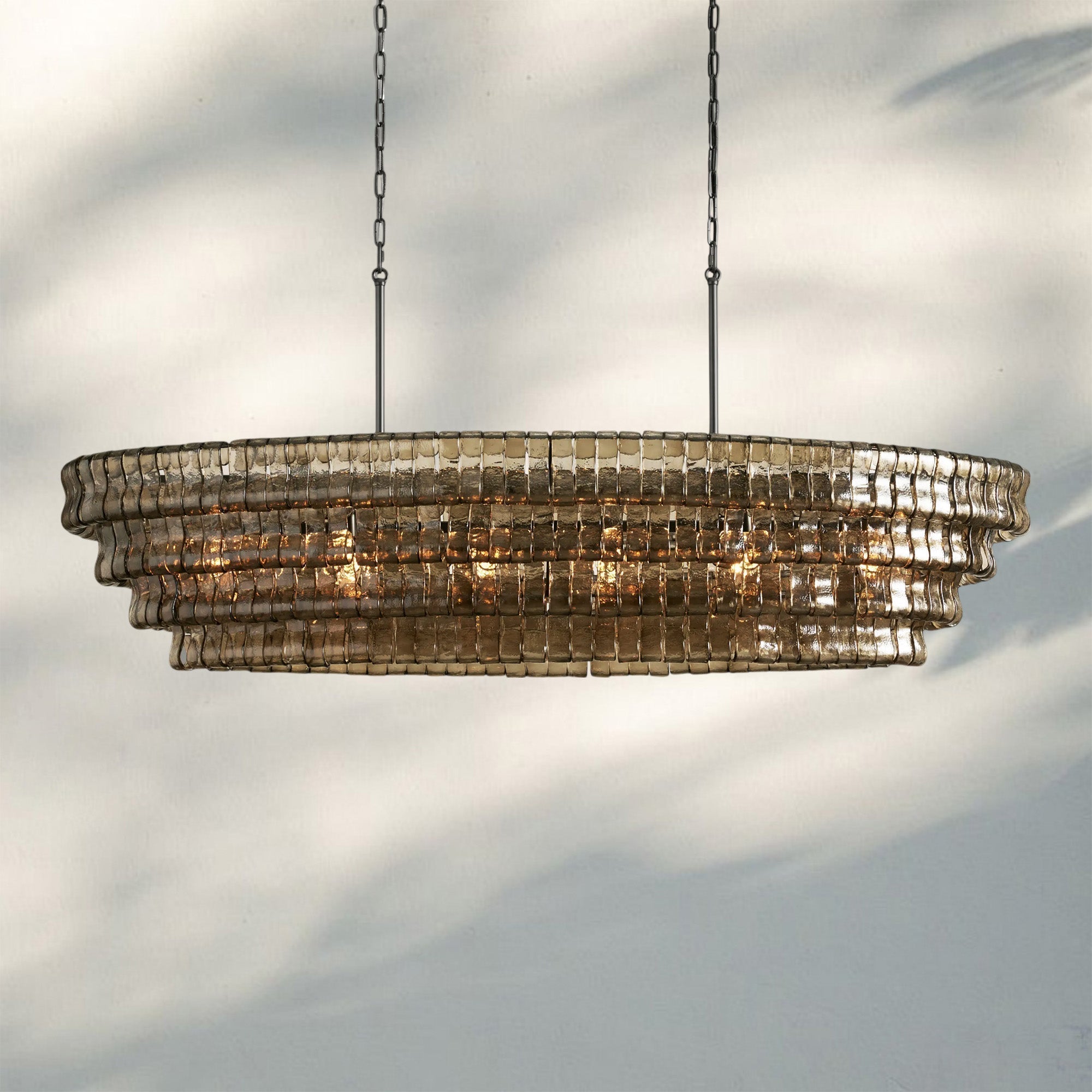Ghiaccio Glass Oval Chandelier 54''65'' - GILDLAMPS