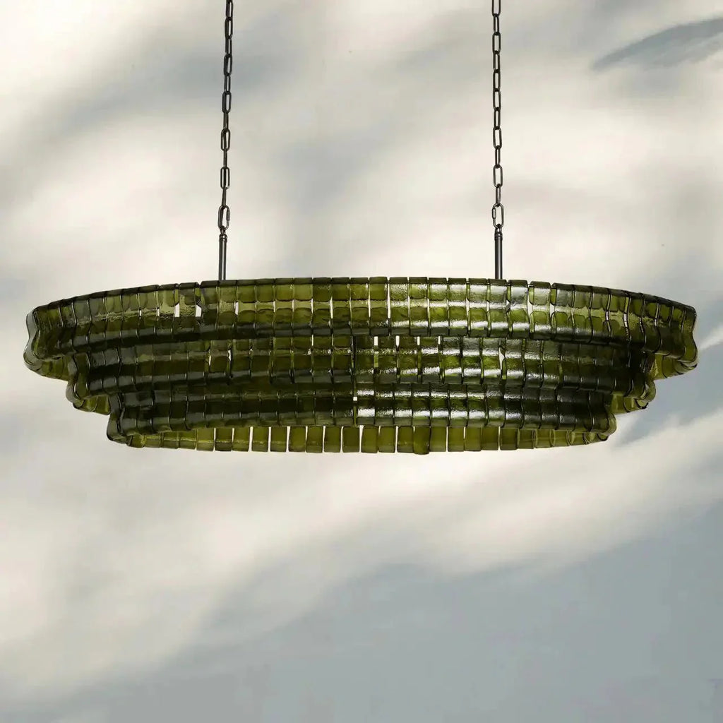 Ghiaccio Glass Oval Chandelier 54''65'' - GILDLAMPS