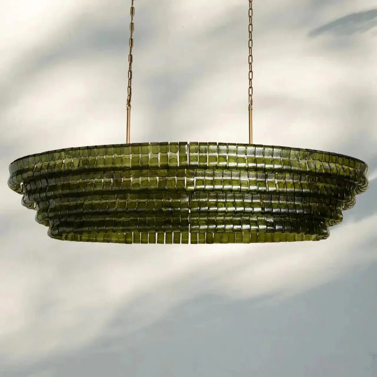 Ghiaccio Glass Oval Chandelier 54''65'' - GILDLAMPS
