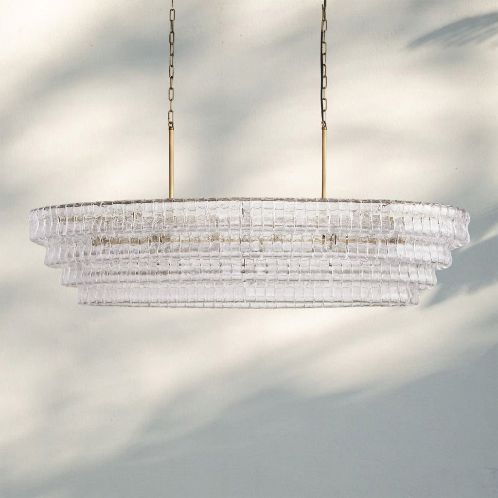 Ghiaccio Glass Oval Chandelier 54''65'' - GILDLAMPS