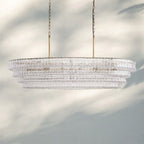 Ghiaccio Glass Oval Chandelier 54''65'' - GILDLAMPS