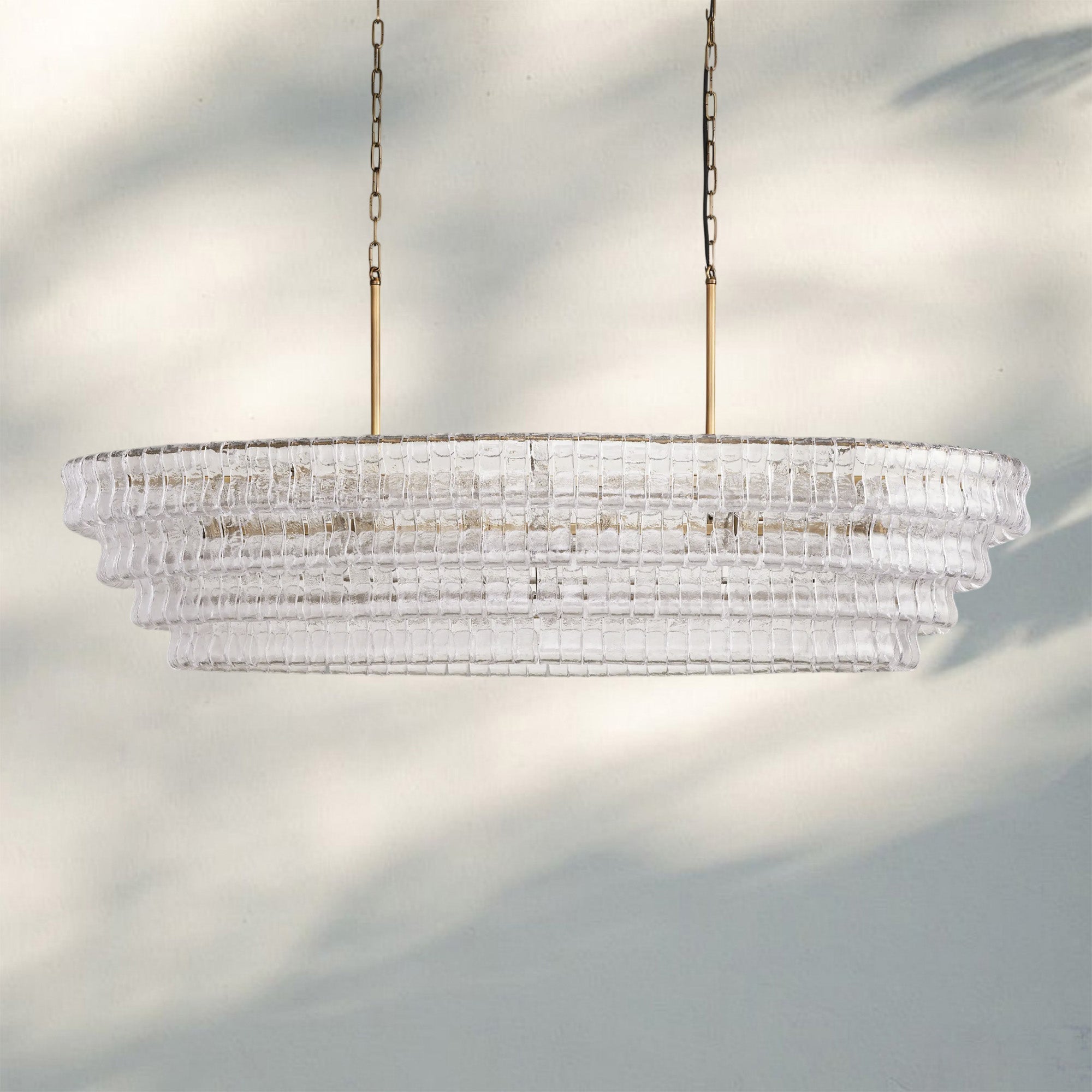 Ghiaccio Glass Oval Chandelier 54''65'' - GILDLAMPS