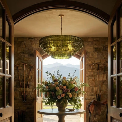Ghiaccio Glass Round Chandelier - Cyran Lamps