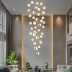 Global Crystal Cluster Adjustable Luxury Staircase Modern Long Chandelier - Cyran Lamps