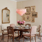 Gold & Pink Barcelona Murano Chandelier with 16 E14 Bulbs - Cyran Lamps