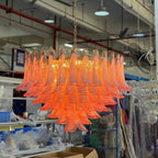 Gold & Pink Barcelona Murano Chandelier with 16 E14 Bulbs - Cyran Lamps