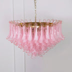 Gold & Pink Barcelona Murano Chandelier with 16 E14 Bulbs - Cyran Lamps