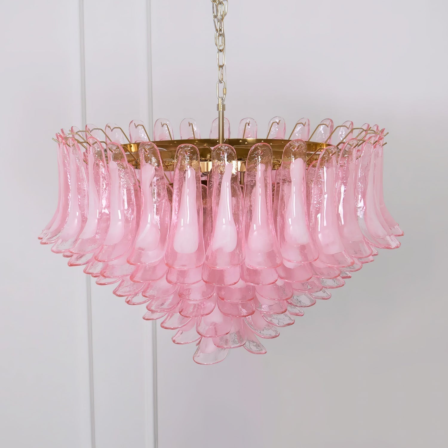 Gold & Pink Barcelona Murano Chandelier with 16 E14 Bulbs - Cyran Lamps