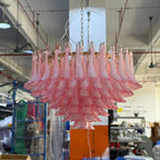 Gold & Pink Barcelona Murano Chandelier with 16 E14 Bulbs - Cyran Lamps