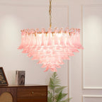 Gold & Pink Barcelona Murano Chandelier with 16 E14 Bulbs - Cyran Lamps