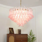 Gold & Pink Barcelona Murano Chandelier with 16 E14 Bulbs - Cyran Lamps