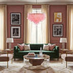 Gold & Pink Barcelona Murano Chandelier with 16 E14 Bulbs - Cyran Lamps