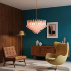 Gold & Pink Barcelona Murano Chandelier with 16 E14 Bulbs - Cyran Lamps