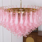 Gold & Pink Barcelona Murano Chandelier with 16 E14 Bulbs - Cyran Lamps