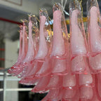 Gold & Pink Barcelona Murano Chandelier with 16 E14 Bulbs - Cyran Lamps