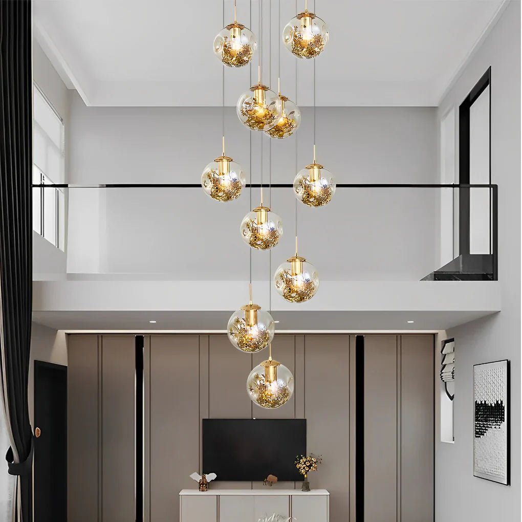 Gold Staircase Chandelier - Cyran Lamps