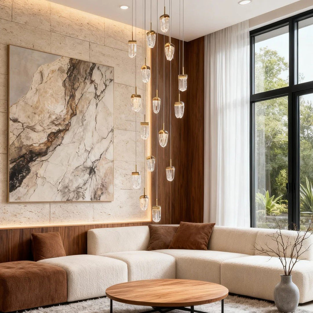 Gold Staircase Chandelier Modern Creative Luxury Ceiling Light - Cyran Lamps