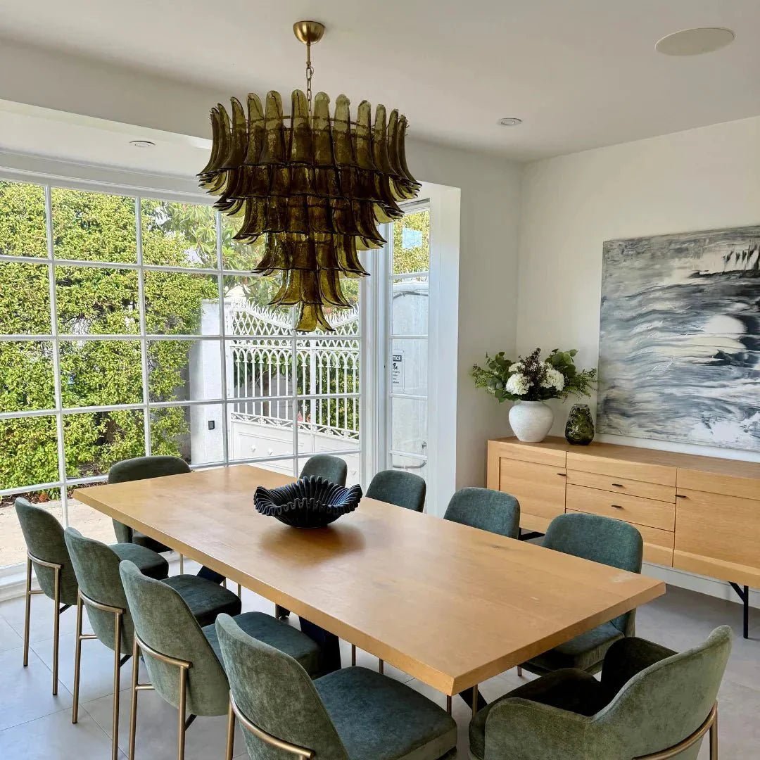 Green Petalo Murano Chandelier - Cyran Lamps