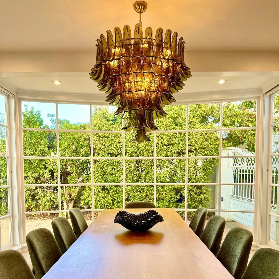 Green Petalo Murano Chandelier - Cyran Lamps