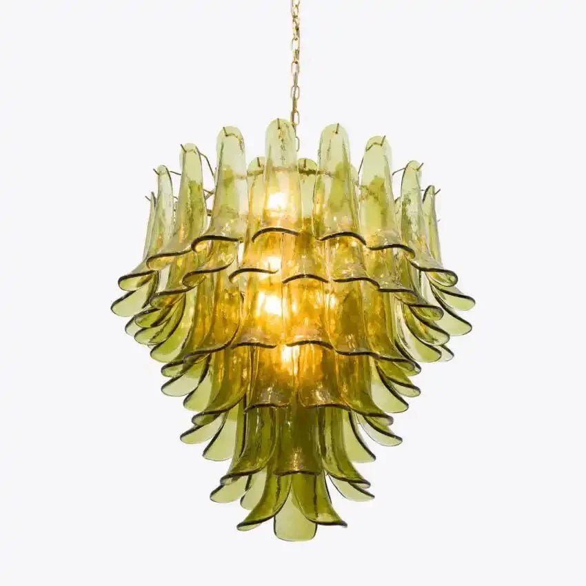 Green Petalo Murano Chandelier - Cyran Lamps
