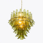 Green Petalo Murano Chandelier - Cyran Lamps