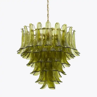 Green Petalo Murano Chandelier - Cyran Lamps