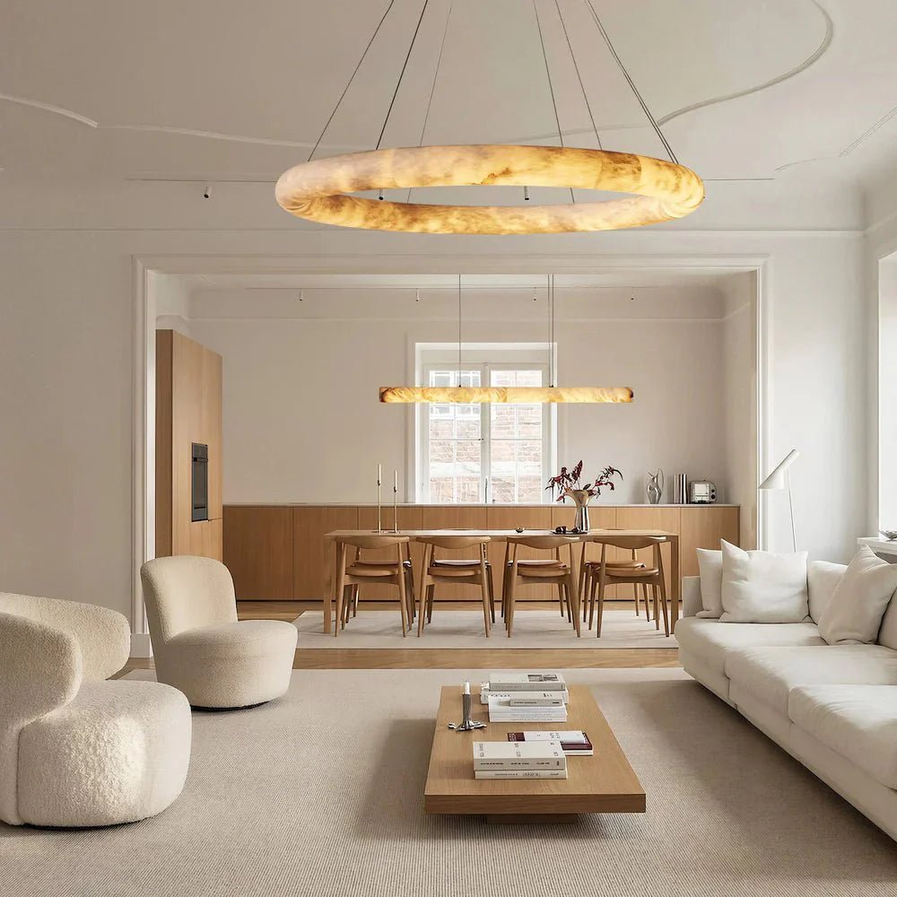 Halima Halo Alabaster Chandelier - Cyran Lamps