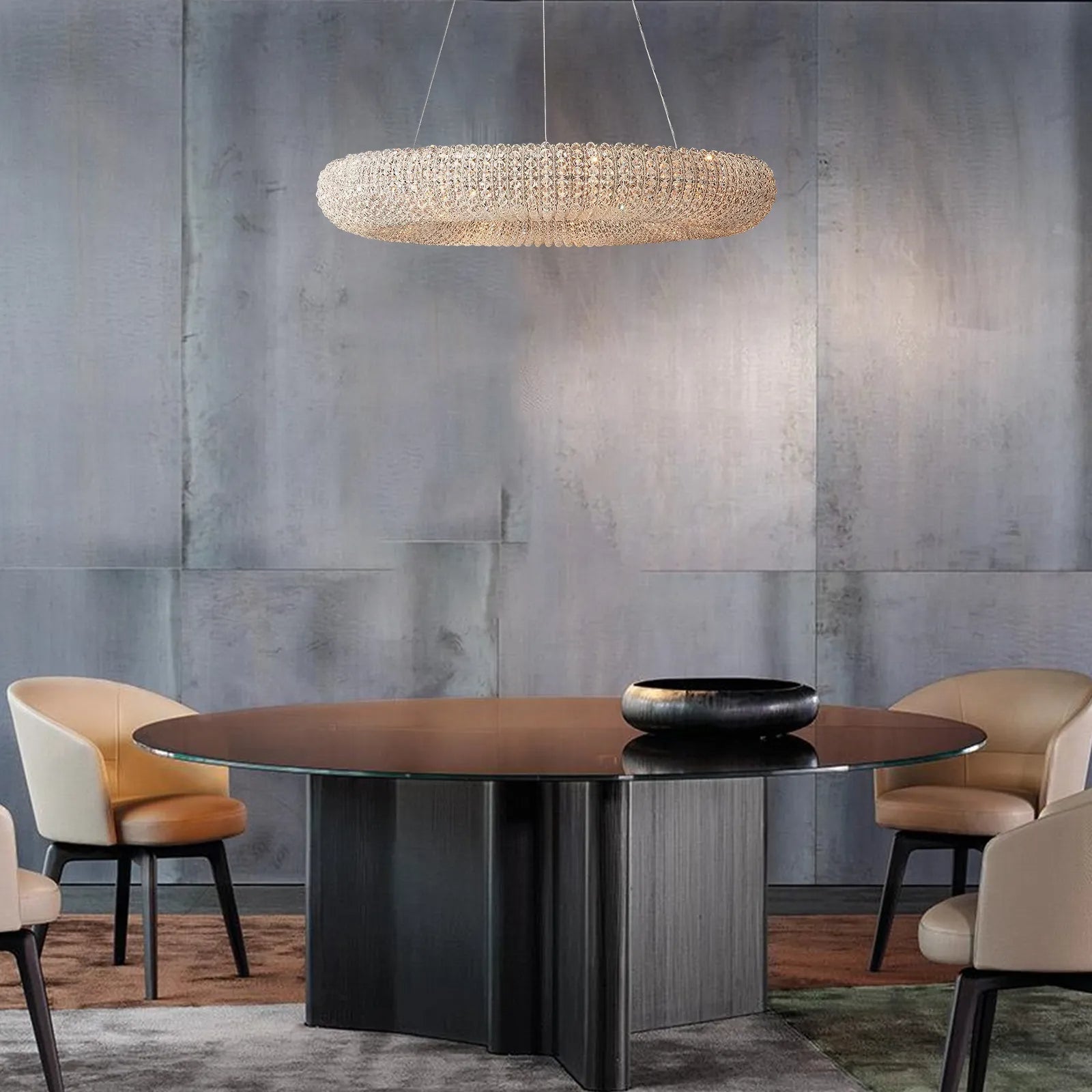 Halo Modern Clear Round Chandelier D32" - Cyran Lamps